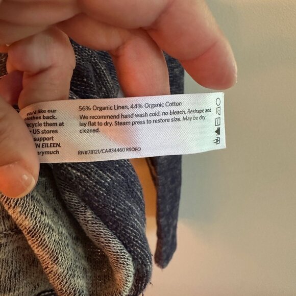 Eileen Fisher Petite Sweater | Organic Linen Cotton Blend | Boxy Fit | Space-Dye - Picture 3 of 5